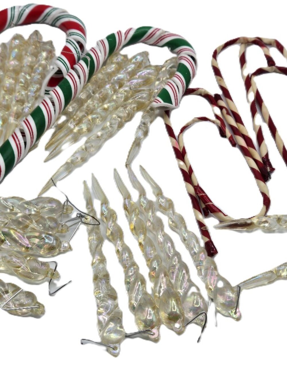 Lot of Assorted Vintage Ornaments Christmas Holiday Candy Canes Icicles